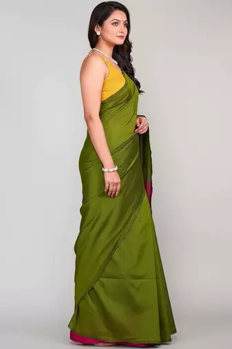 Bottle & rani fancy cotton handloom saree with blouse piece for women