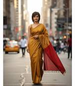 Goyel & rani fancy cotton handloom saree with blouse piece for women
