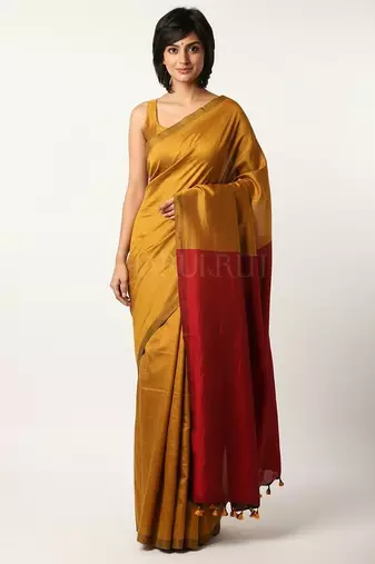 Goyel & rani fancy cotton handloom saree with blouse piece for women