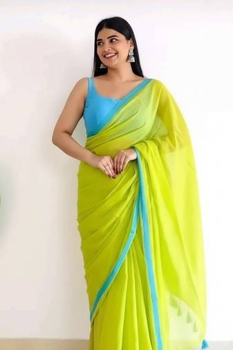 Green & tute fancy cotton handloom saree with blouse piece for women