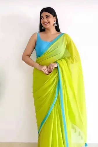 Green & tute fancy cotton handloom saree with blouse piece for women