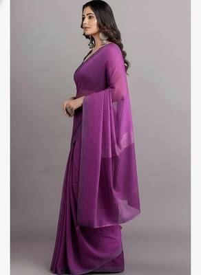 Magenta fancy cotton handloom saree with blouse piece for women 2