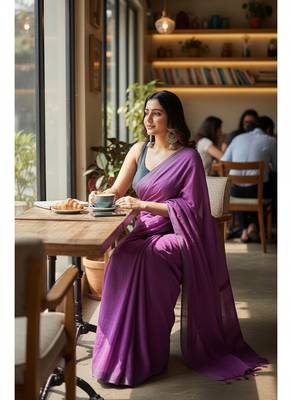 Magenta fancy cotton handloom saree with blouse piece for women 3