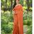 Orange fancy cotton handloom saree with blouse piece for women