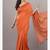 Orange fancy cotton handloom saree with blouse piece for women