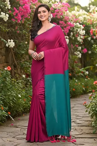 Rani & raja fancy cotton handloom saree with blouse piece for women