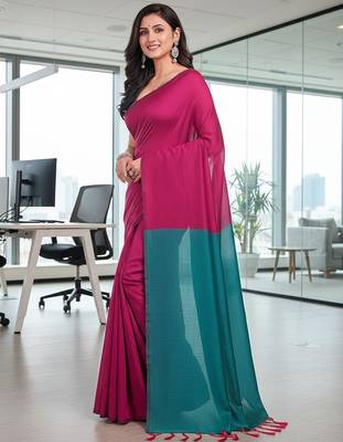 Rani & raja fancy cotton handloom saree with blouse piece for women 2