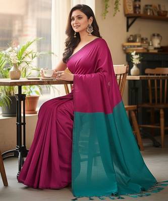 Rani & raja fancy cotton handloom saree with blouse piece for women 3