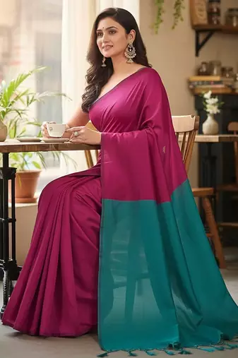 Rani & raja fancy cotton handloom saree with blouse piece for women