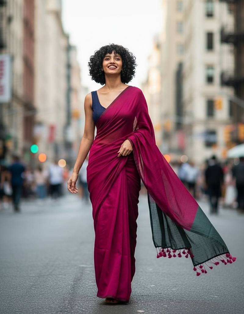 Rani & raja fancy cotton handloom saree with blouse piece for women