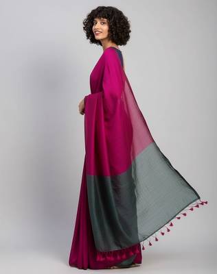 Rani & raja fancy cotton handloom saree with blouse piece for women 2