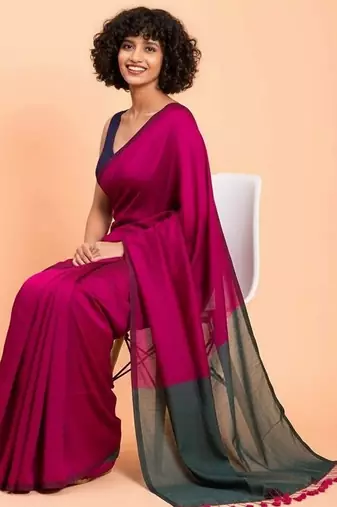 Rani & raja fancy cotton handloom saree with blouse piece for women