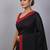 Red & black fancy cotton handloom saree with blouse piece for women
