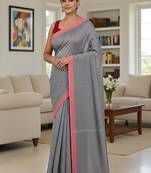 Red & yash fancy cotton handloom saree with blouse piece for women
