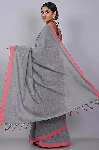Red & yash fancy cotton handloom saree with blouse piece for women