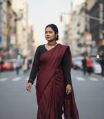 Red fancy cotton handloom saree with blouse piece for women