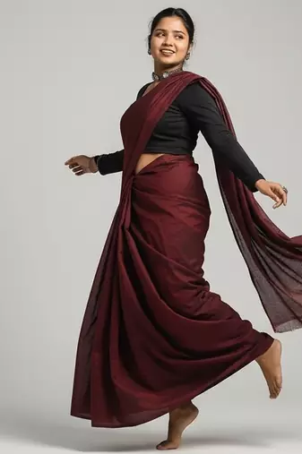 Red fancy cotton handloom saree with blouse piece for women