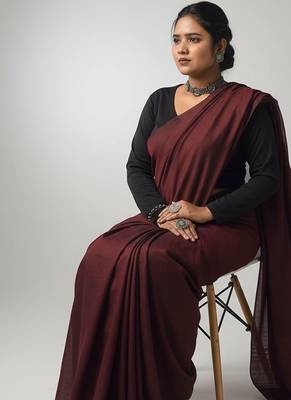 Red fancy cotton handloom saree with blouse piece for women 4