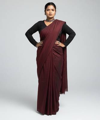 Red fancy cotton handloom saree with blouse piece for women 5