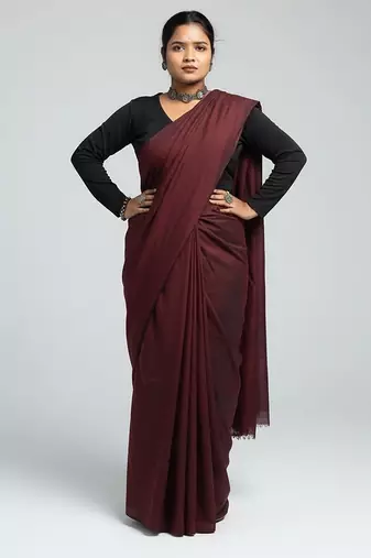 Red fancy cotton handloom saree with blouse piece for women