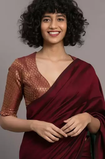 Red & tiya fancy cotton handloom saree with blouse piece for women