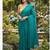 Teal fancy cotton handloom saree with blouse piece for women