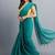 Teal fancy cotton handloom saree with blouse piece for women