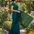 Teal fancy cotton handloom saree with blouse piece for women