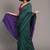 Teal & violet fancy cotton handloom saree with blouse piece for women