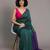 Teal & violet fancy cotton handloom saree with blouse piece for women