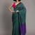 Teal & violet fancy cotton handloom saree with blouse piece for women
