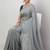 Grey fancy cotton handloom saree with blouse piece for women