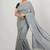 Grey fancy cotton handloom saree with blouse piece for women