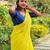 Yellow fancy cotton handloom saree with blouse piece for women