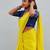 Yellow fancy cotton handloom saree with blouse piece for women