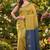 Yellow & steel fancy cotton handloom saree with blouse piece for women