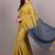 Yellow & steel fancy cotton handloom saree with blouse piece for women
