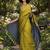 Yellow & steel fancy cotton handloom saree with blouse piece for women
