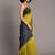 Yellow & steel fancy cotton handloom saree with blouse piece for women