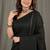 Black fancy cotton handloom saree with blouse piece for women