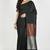 Black fancy cotton handloom saree with blouse piece for women