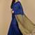 Blue & golden fancy cotton handloom saree with blouse piece for women