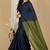Blue & green fancy cotton handloom saree with blouse piece for women