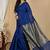 Blue fancy cotton handloom saree with blouse piece for women