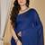 Blue fancy cotton handloom saree with blouse piece for women