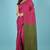 Green & pink fancy cotton handloom saree with blouse piece for women