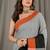 Charcoal fancy cotton handloom saree with blouse piece for women