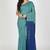 Turquoise fancy cotton handloom saree with blouse piece for women