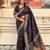 Black soft silk baluchari zari meena weaving saree with matching blouse piece