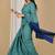 Turquoise fancy cotton handloom saree with blouse piece for women